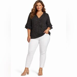 HUE White Stretch Skinny Pants Size Medium High Rise Pull-On Style